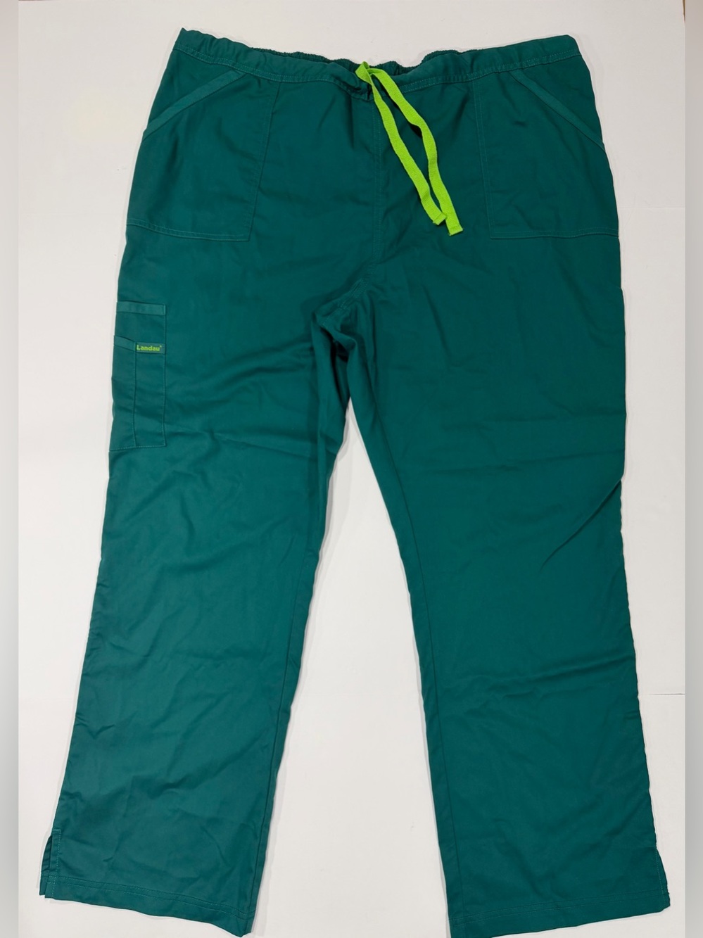 Landau Teal Scrub Pants with Lime Drawstring